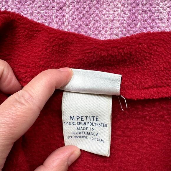 VTG Red Fleece Button Up Jacket Women's Medium Petite - Picture 5 of 5